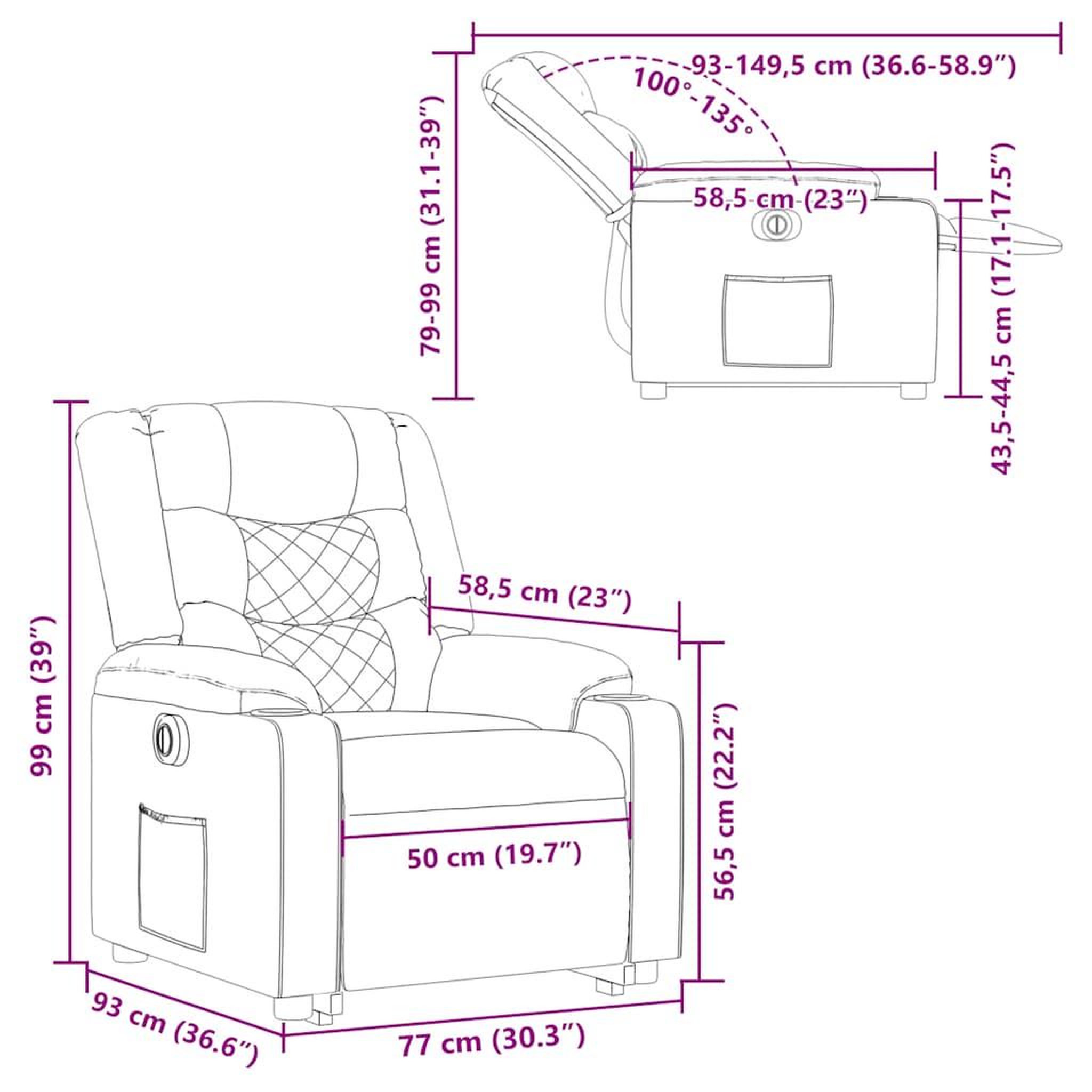 Voir la diapositive 6 : VIDAXL Fauteuil inclinable electrique gris nuage tissu