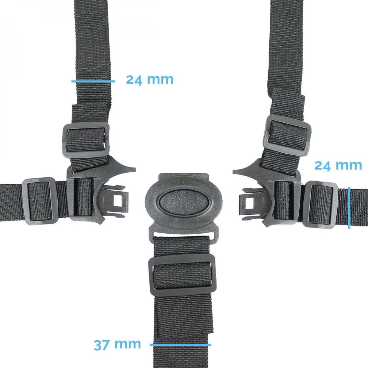 Monsieur Bébé Harnais de sécurité universel 5 points pour chaise haute bébé - Noir