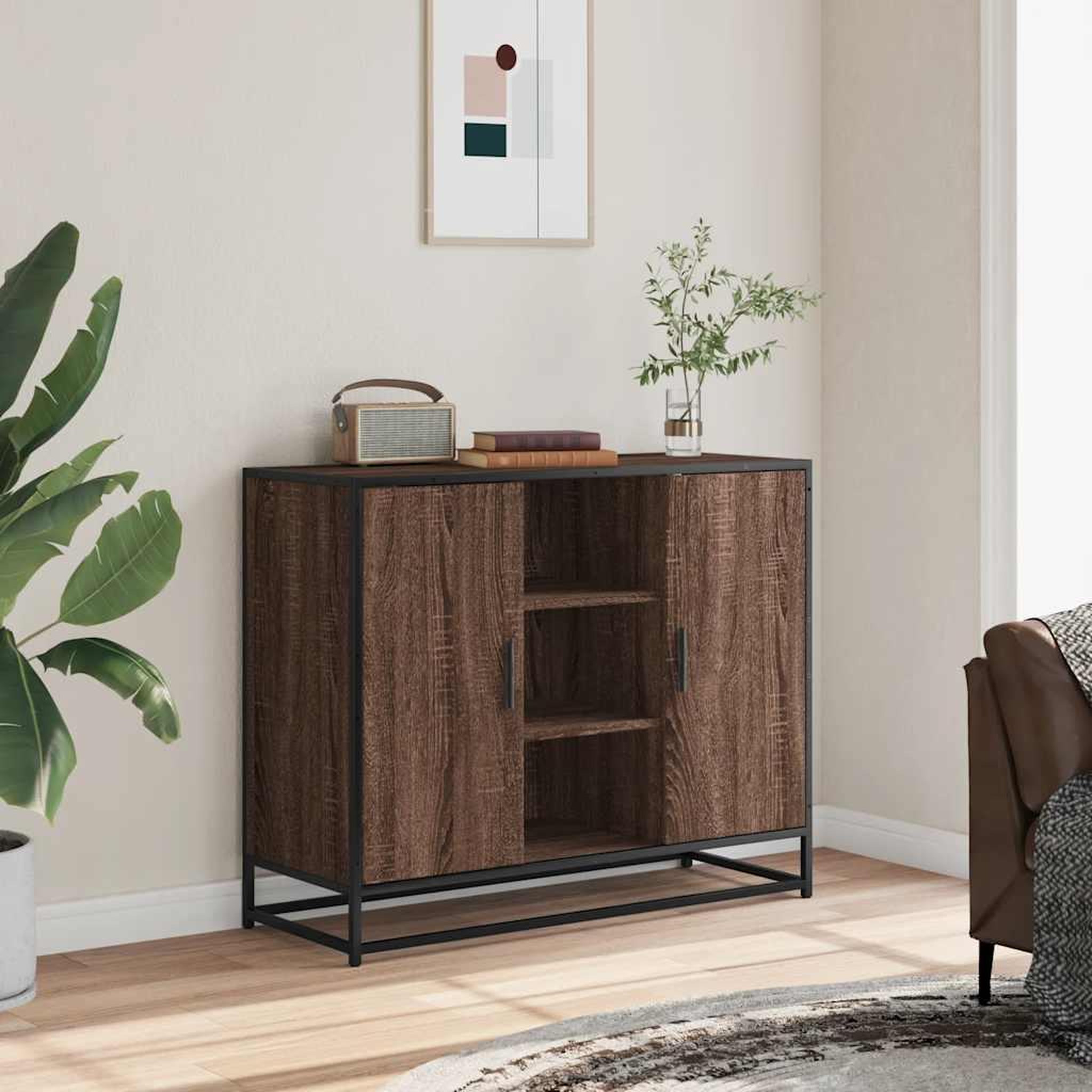 Voir la diapositive 3 : VIDAXL Buffet chene marron 92x35x76 cm Bois d'ingenierie