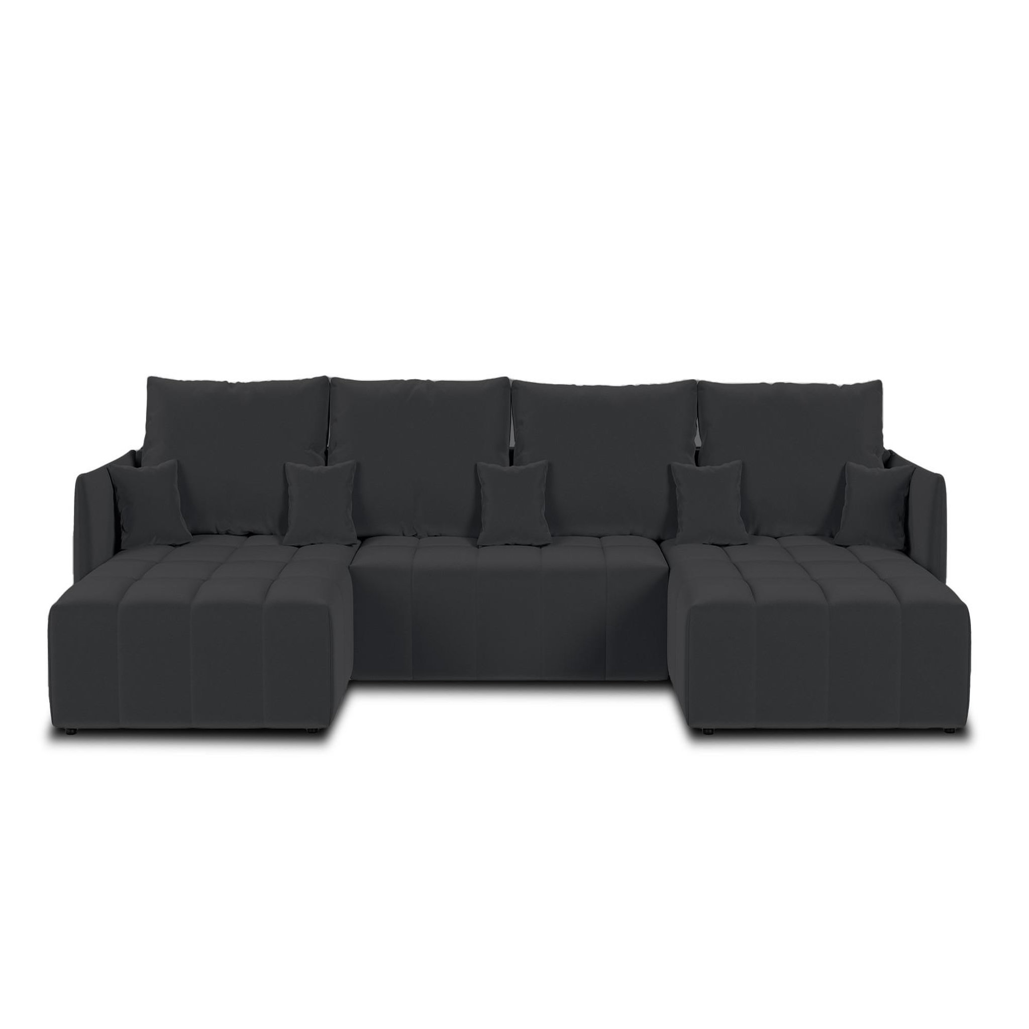 Voir la diapositive 1 : BEST MOBILIER Petra - canapé panoramique en u - 7 places - convertible - avec coffre - en velours