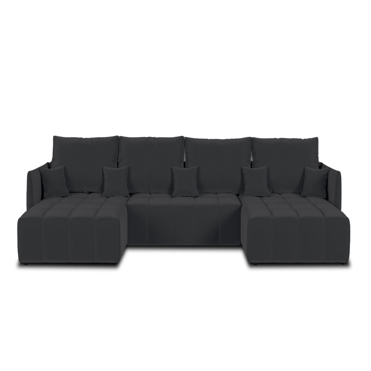 BEST MOBILIER Petra - canapé panoramique en u - 7 places - convertible - avec coffre - en velours