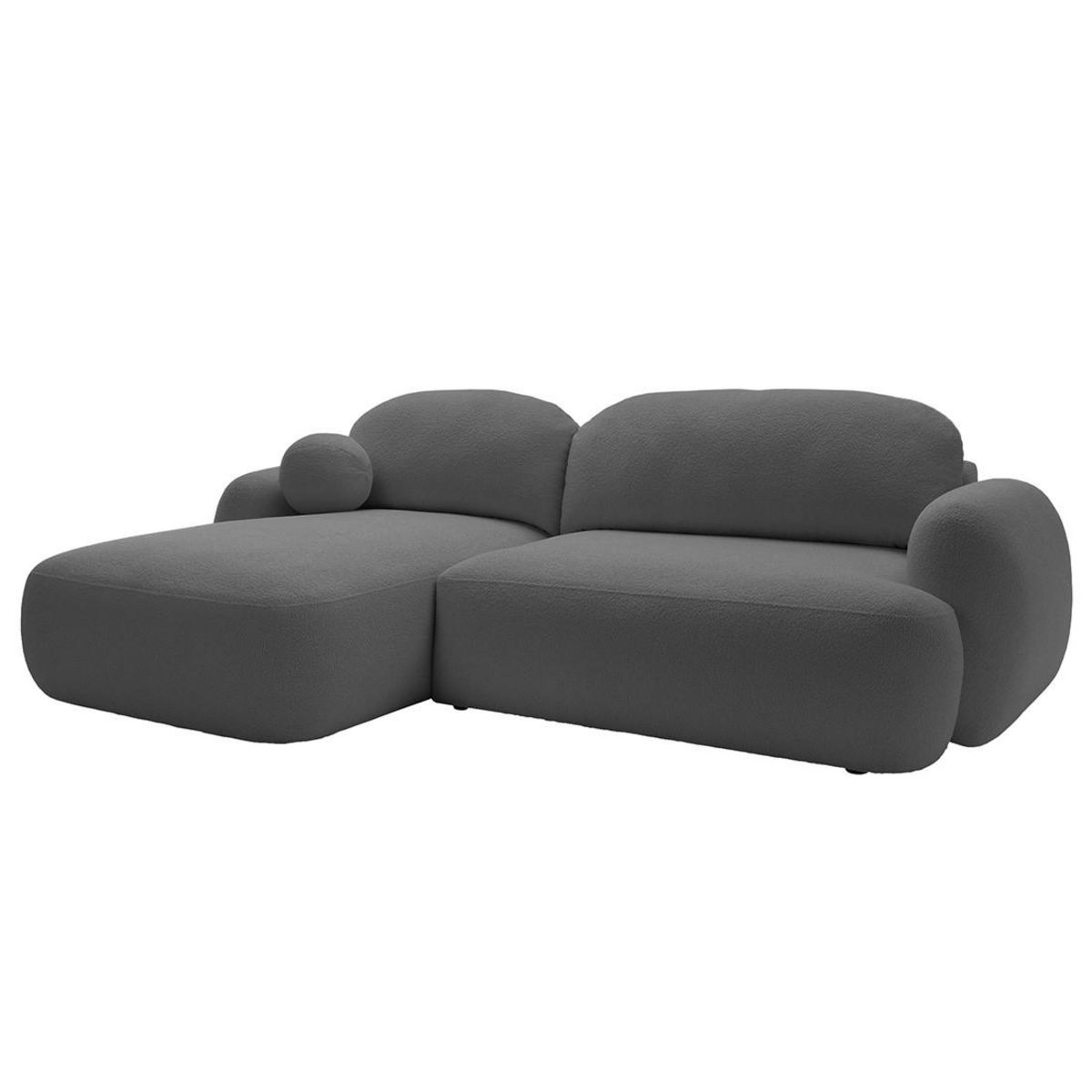 BEST MOBILIER Berenice - canapé d'angle gauche 4 places convertible avec coffre en tissu bouclette