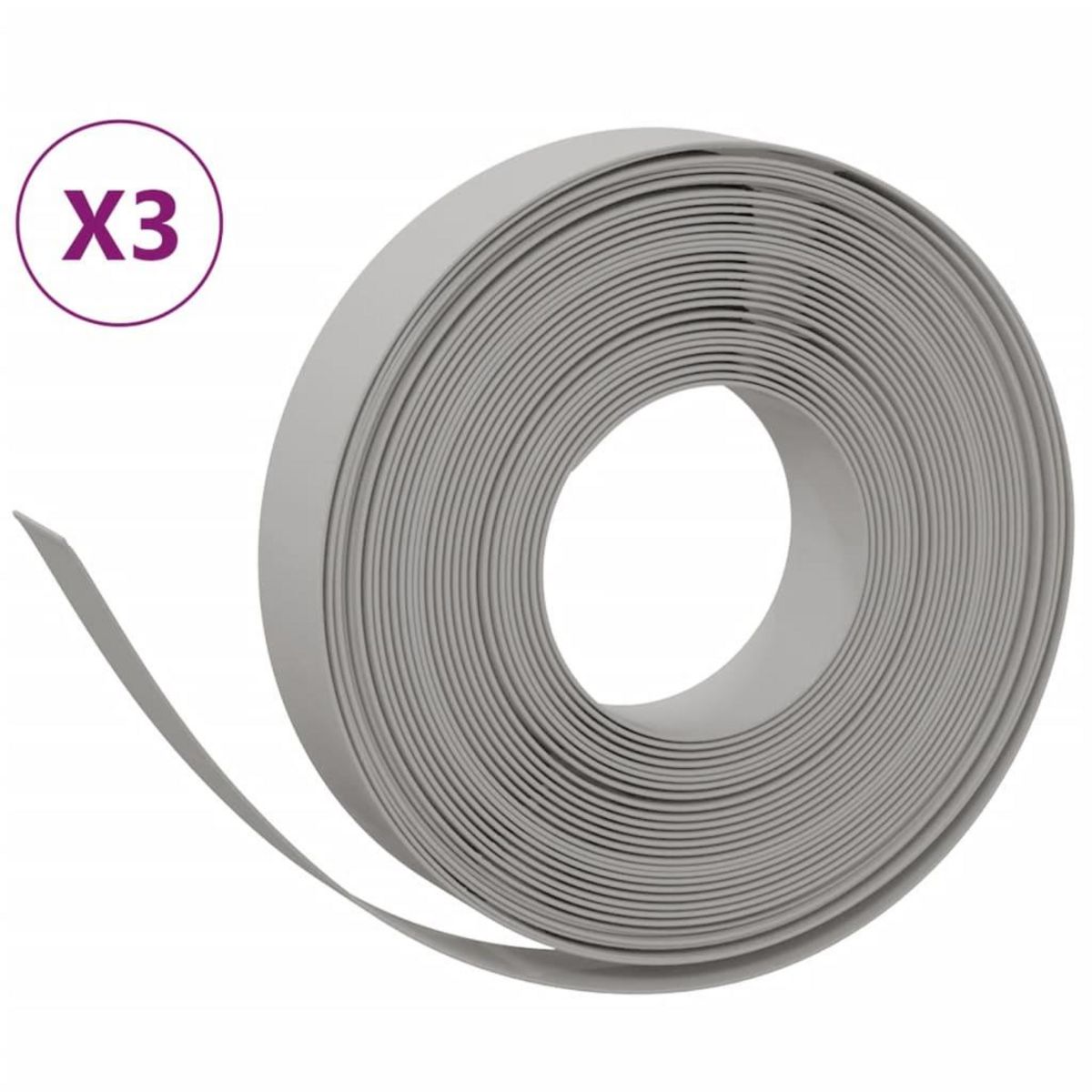 VIDAXL Bordures de jardin 3 pcs gris 10 m 10 cm polyethylene