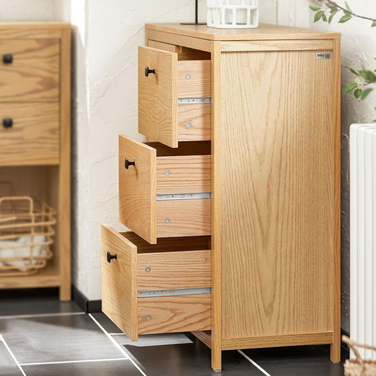 SOBUY SoBuy - Colonne De Salle De Bain à 3 tiroirs - Nordique - BZR97