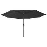 VIDAXL Parasol de jardin avec lumieres LED et mat en metal 400 cm noir