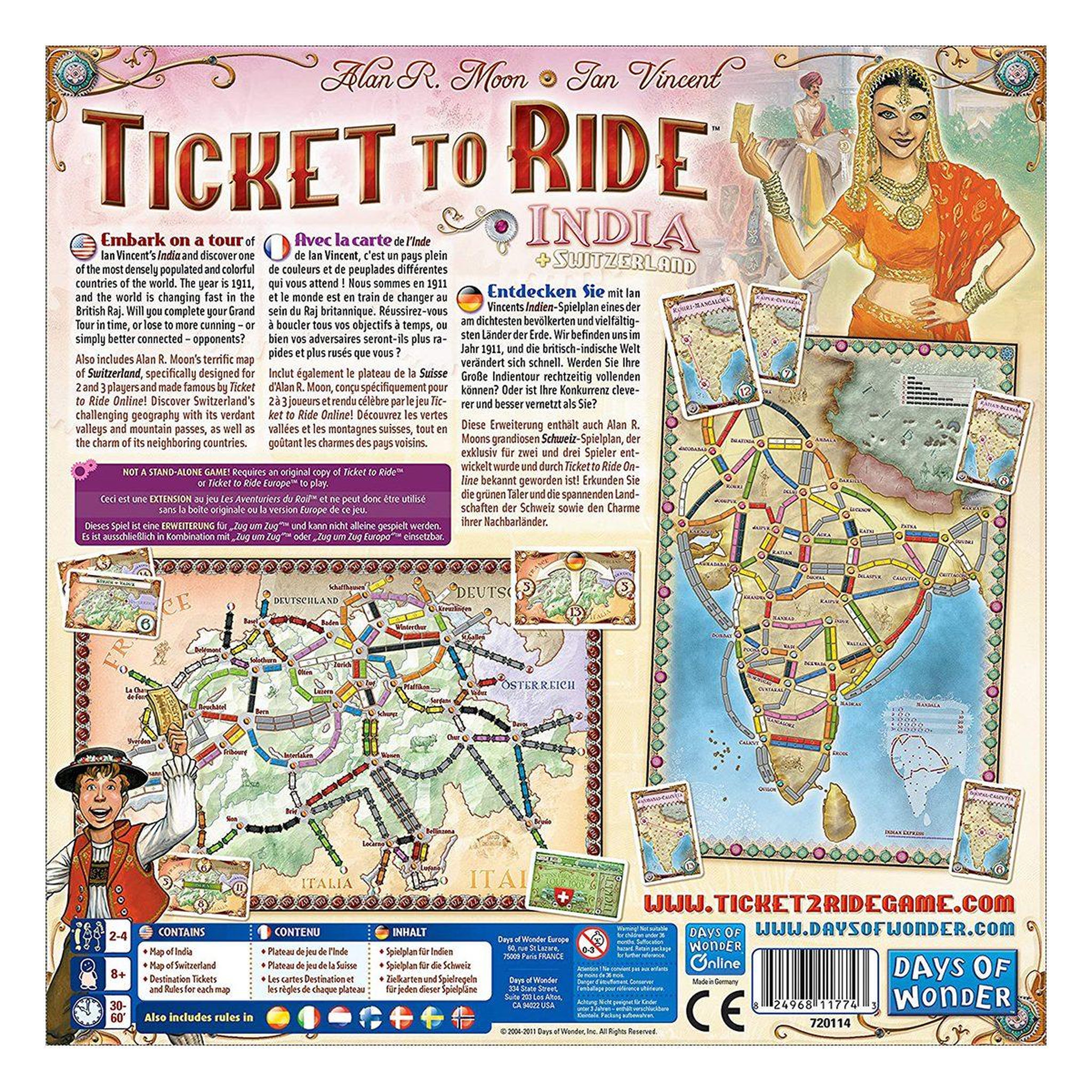 Voir la diapositive 2 : Days Of Wonder Les aventuriers du rail - extension inde et suisse