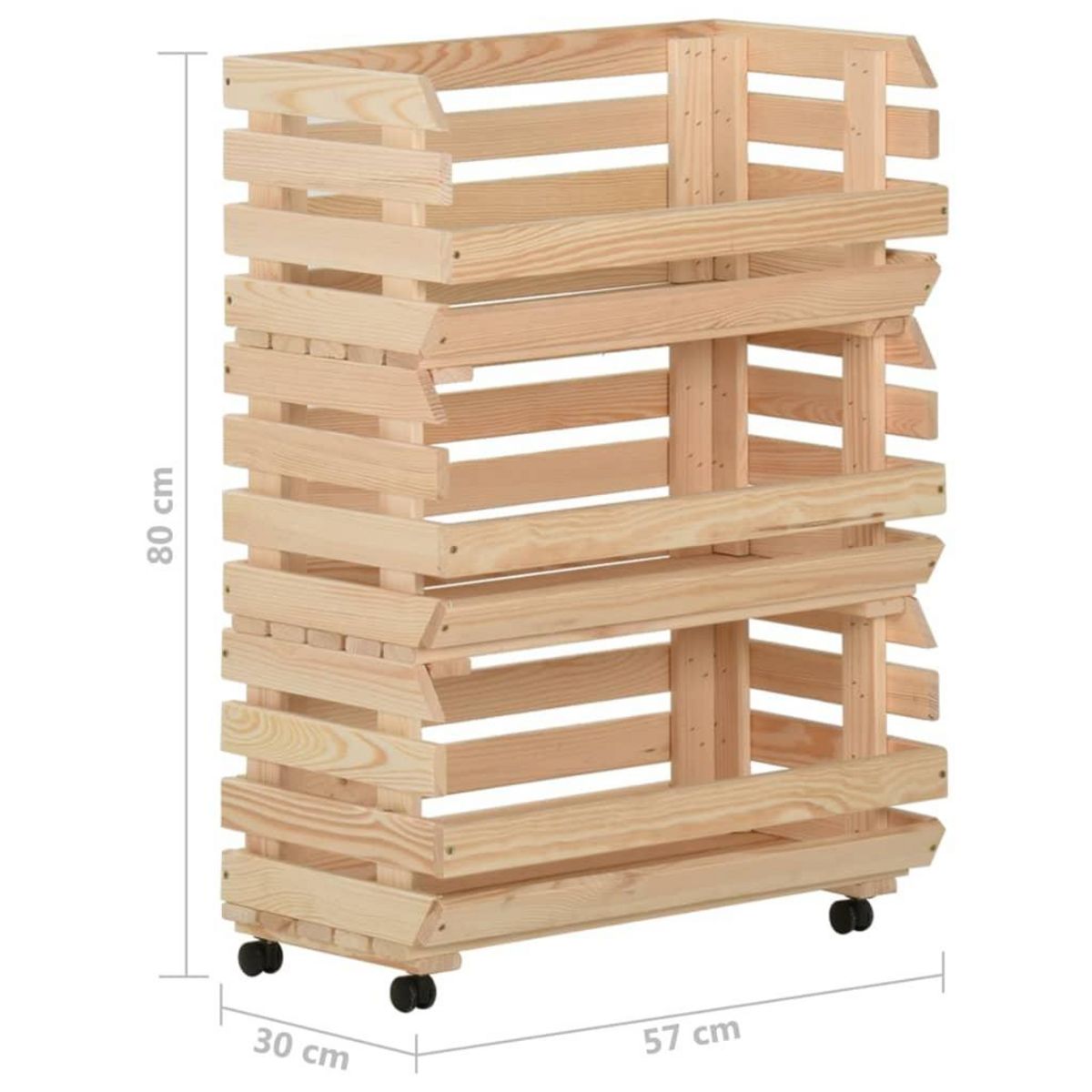 VIDAXL Chariot a legumes 57x30x80 cm Bois de pin solide
