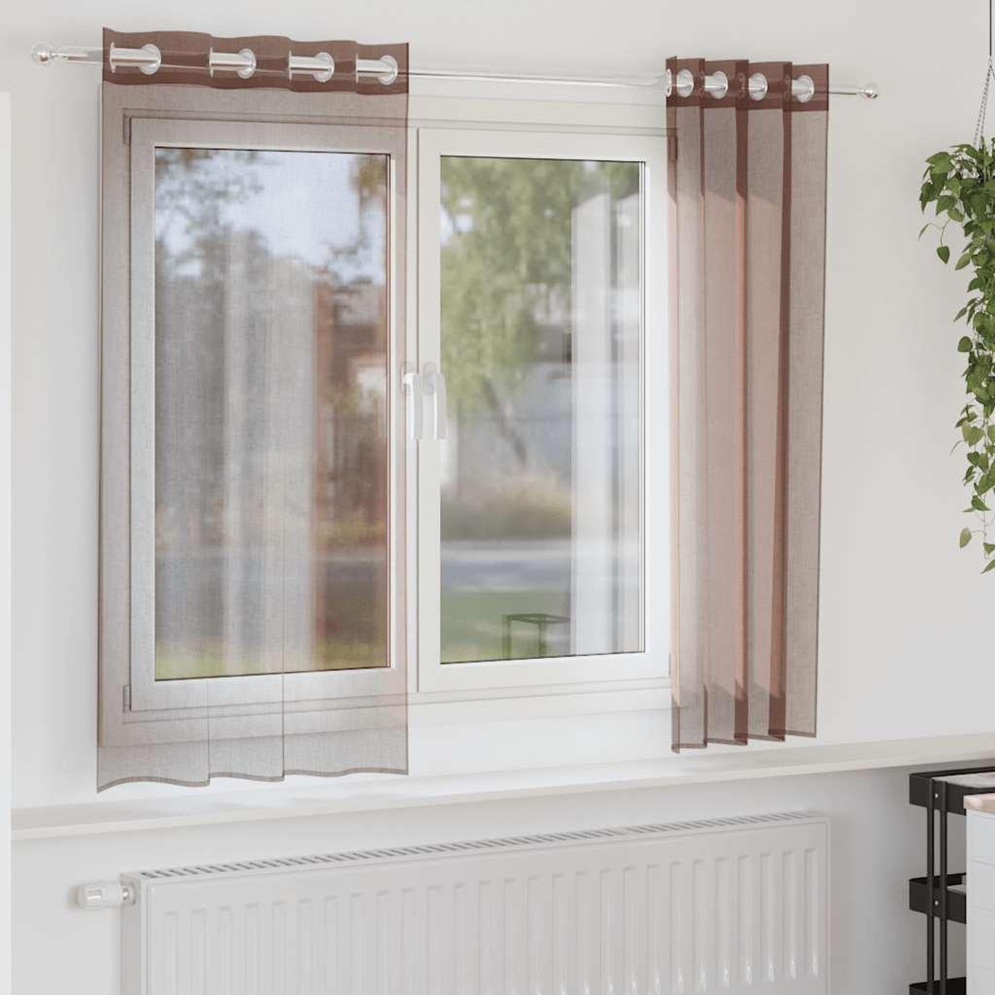 VIDAXL Rideaux en voile avec œillets 2 pcs marron 140x140 cm