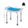 Voir la diapositive 3 : HOMCOM Siège de douche réglable en hauteur tabouret de douche ergonomique pieds antidérapants charge max. 135 Kg alu HDPE blanc bleu