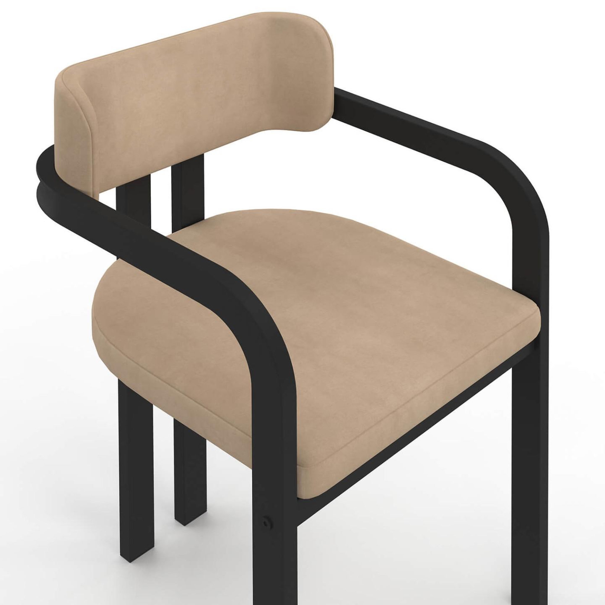 Voir la diapositive 6 : ID MARKET Lot de 4 chaises de salle à manger, fauteuils de table esma en métal noir et velours taupe avec accoudoirs