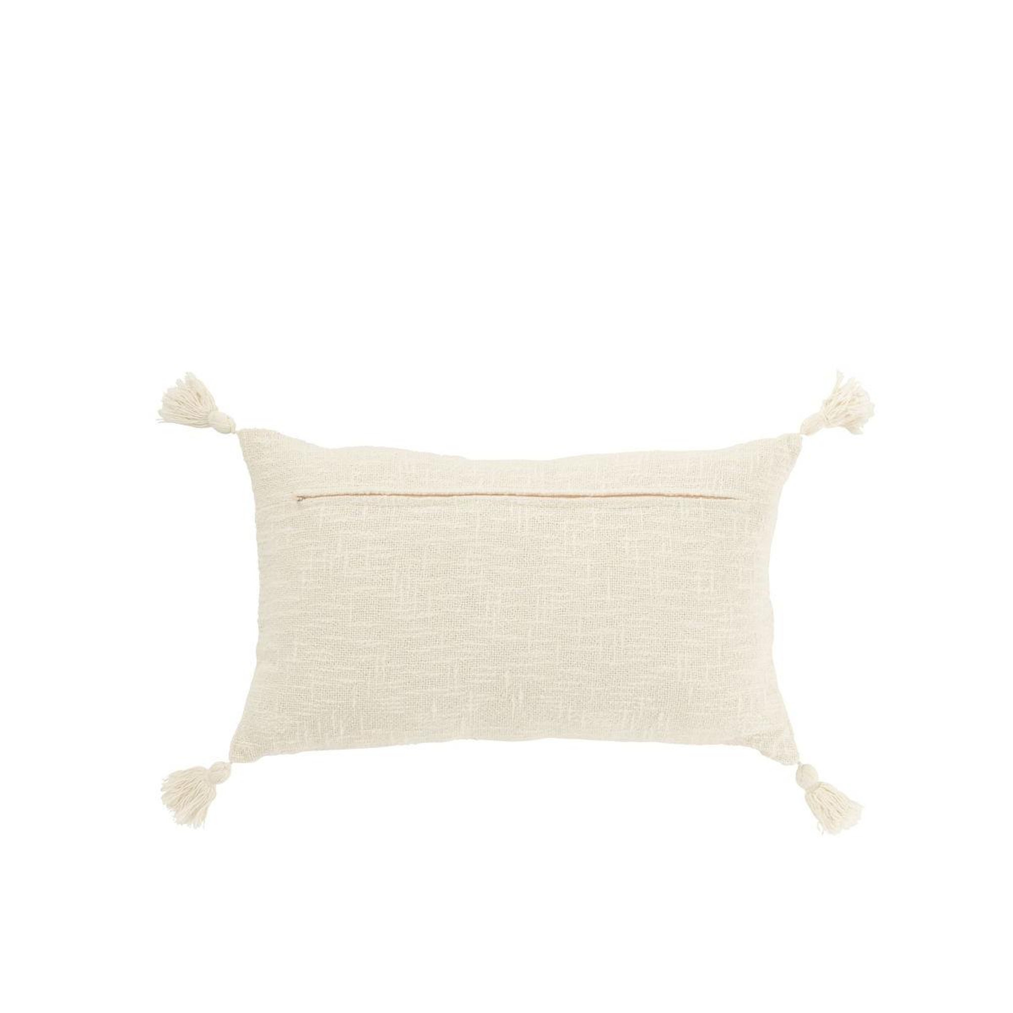 Voir la diapositive 2 : J-LINE Coussin déco ligne  polly  30x50cm blanc & jaune