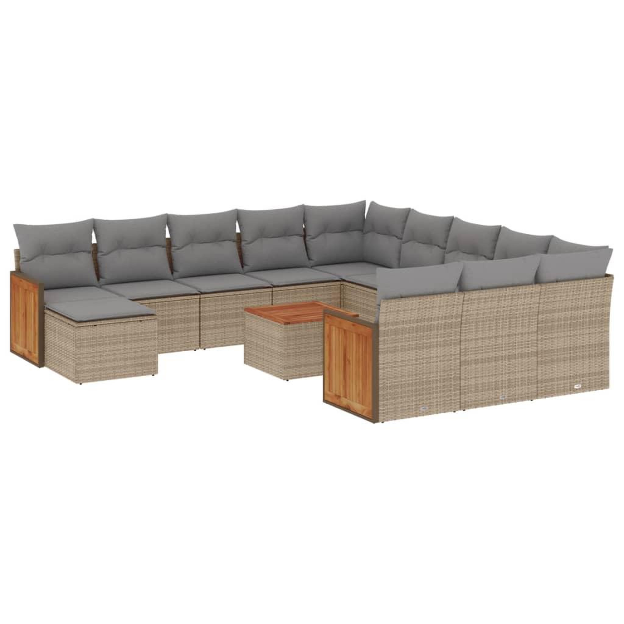 Voir la diapositive 2 : VIDAXL Salon de jardin avec coussins 13 pcs beige resine tressee