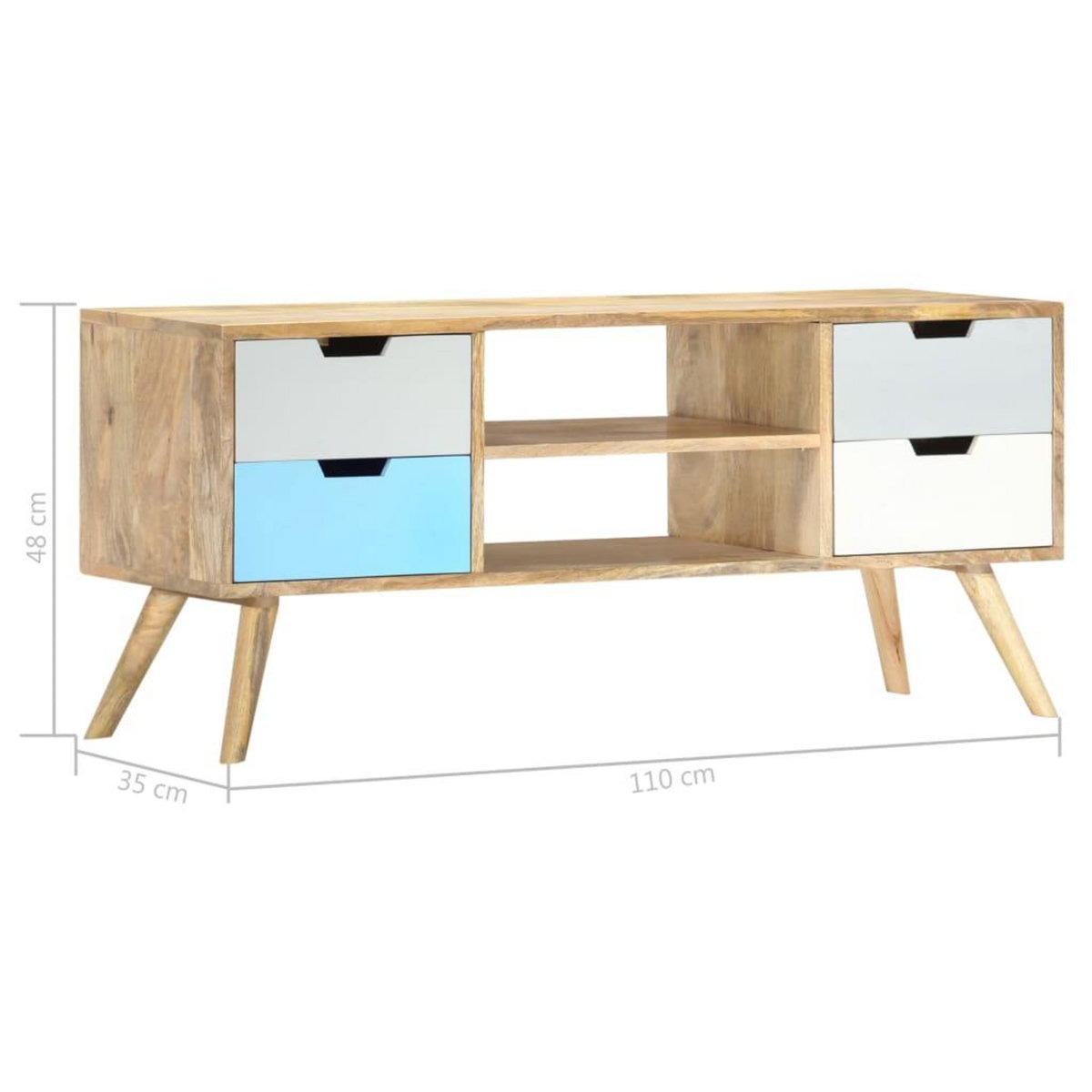 VIDAXL Meuble TV 110x35x48 cm Bois de manguier massif