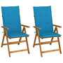 Voir la diapositive 1 : VIDAXL Chaises inclinables de jardin lot de 2 et coussins Bois acacia