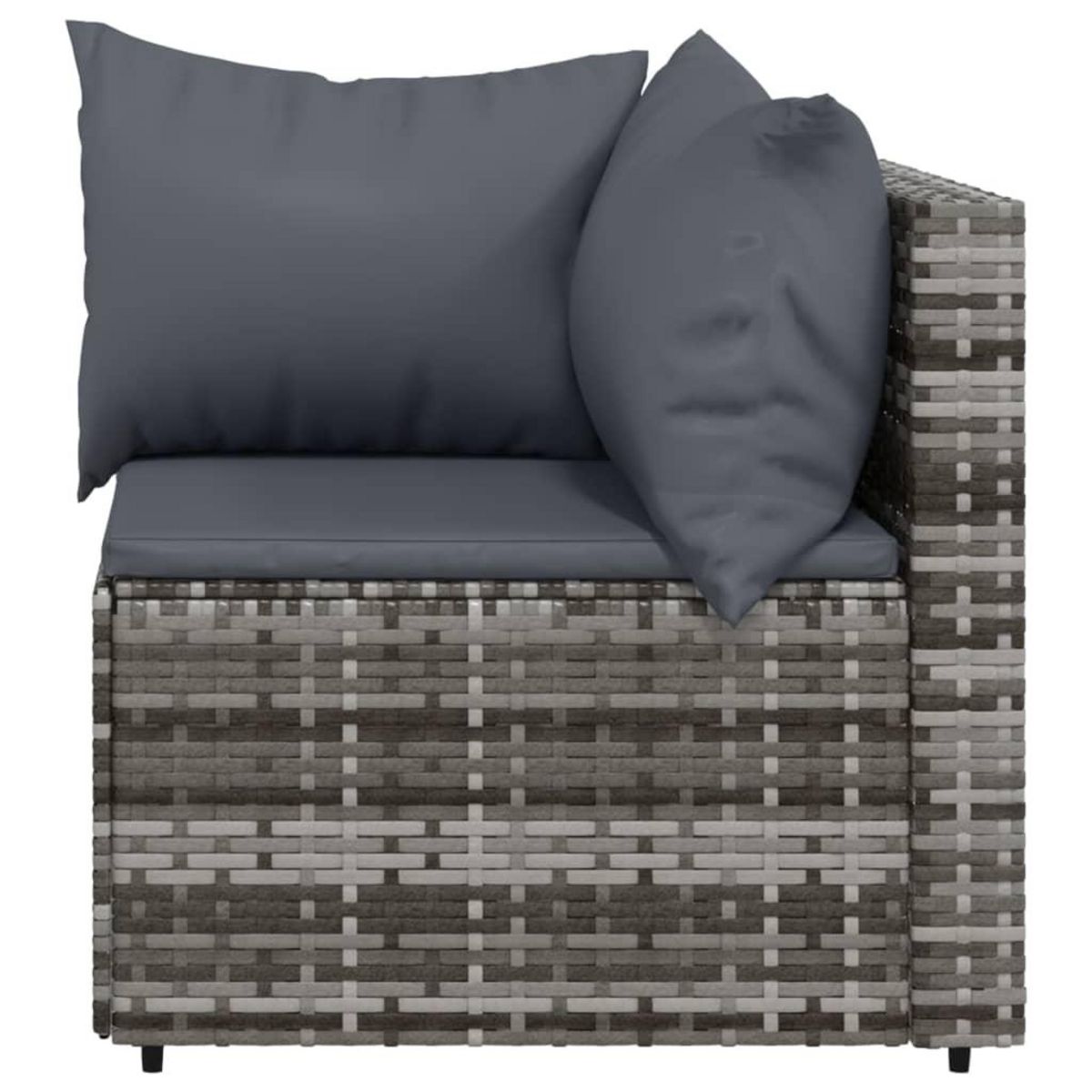 VIDAXL Salon de jardin 4 pcs avec coussins Gris Resine tressee