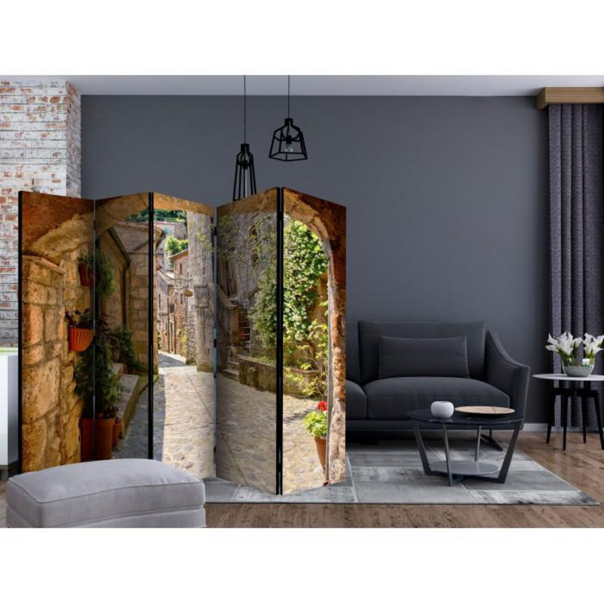 Paris Prix Paravent 5 Volets  Provincial Alley in Tuscany  172x225cm