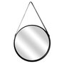 TOILINUX Miroir rond à suspendre avec une anse - Diam. 50 cm. - Noir