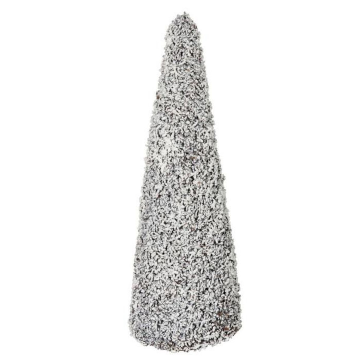 Paris Prix Statue Déco  Sapin Enneigé  65cm Blanc & Marron