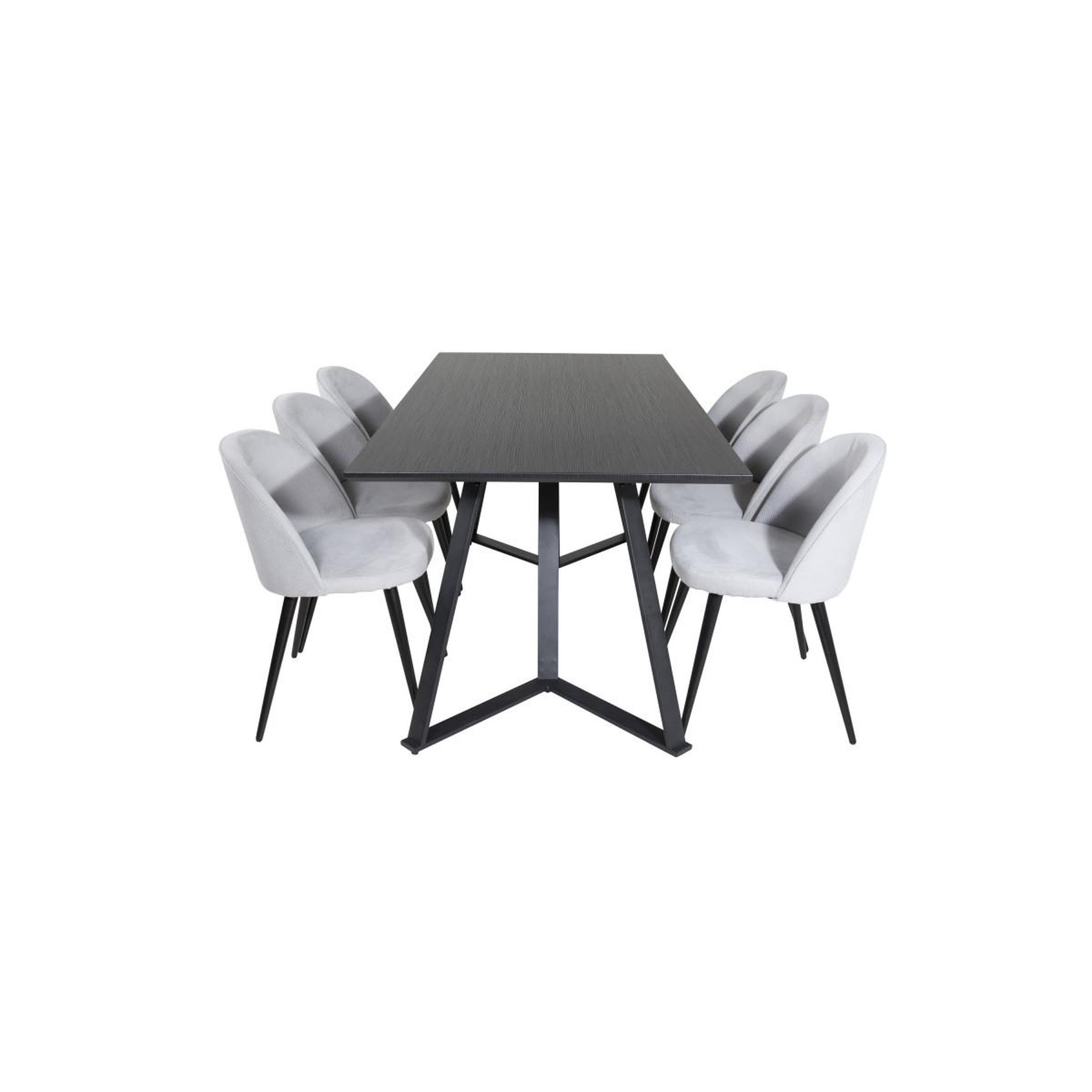 Voir la diapositive 2 : Paris Prix Ensemble table à manger & 6 chaises  marina & corduroy  180cm noir & gris