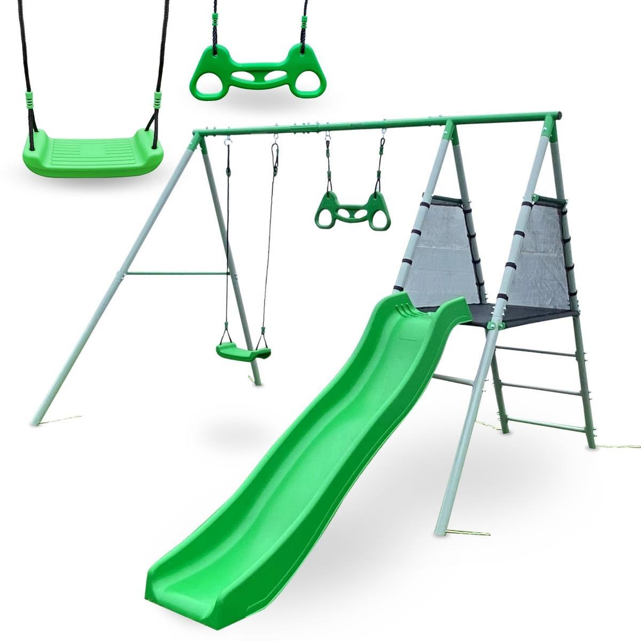 HYPERMOTION Aire de Jeux XXL Enfant avec Balançoire, Toboggan et Trapèze