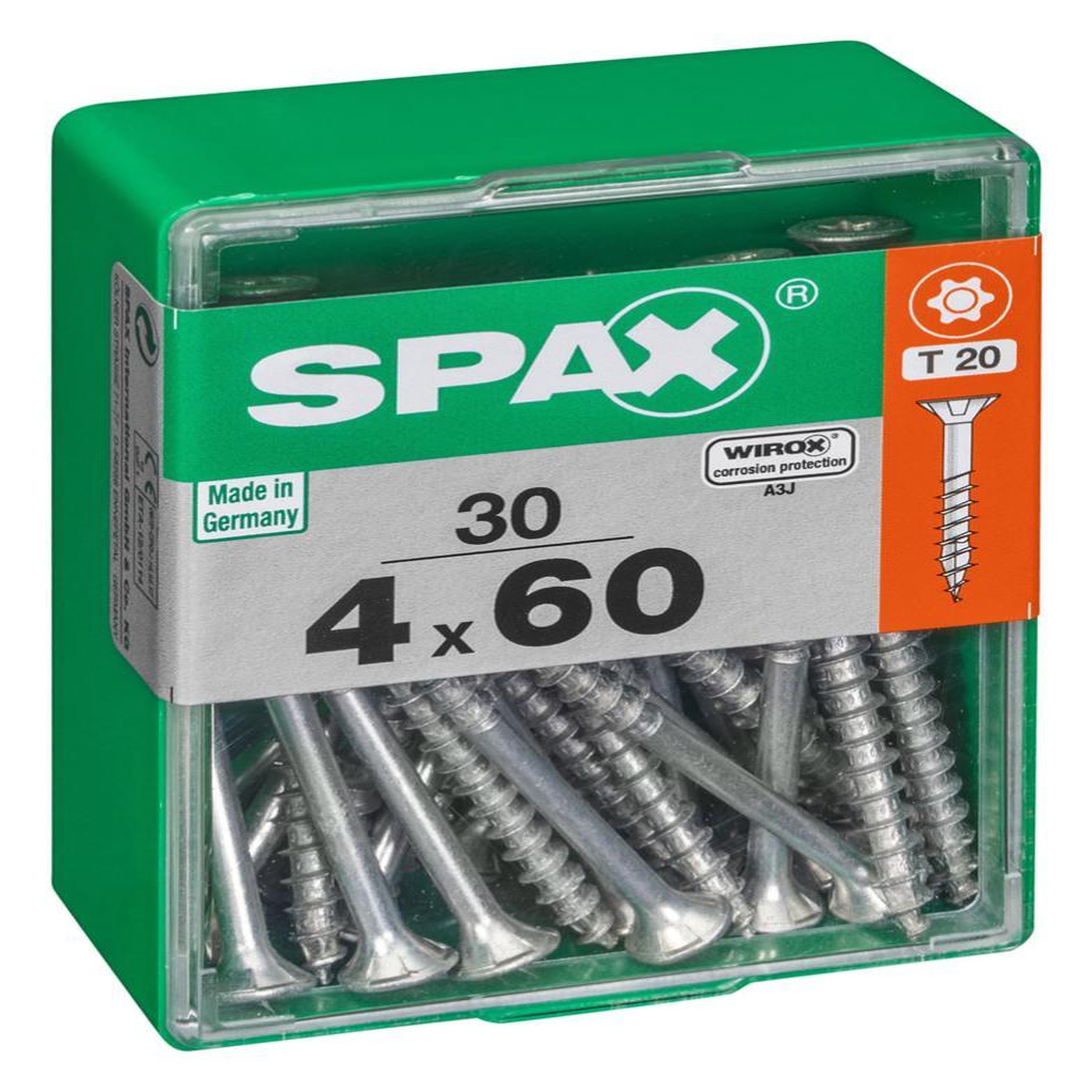 CENTRALE BRICO Lot de 30 vis acier tête autofraisée plate SPAX, Diam.4 mm x L.60 mm