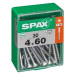 CENTRALE BRICO Lot de 30 vis acier tête autofraisée plate SPAX, Diam.4 mm x L.60 mm