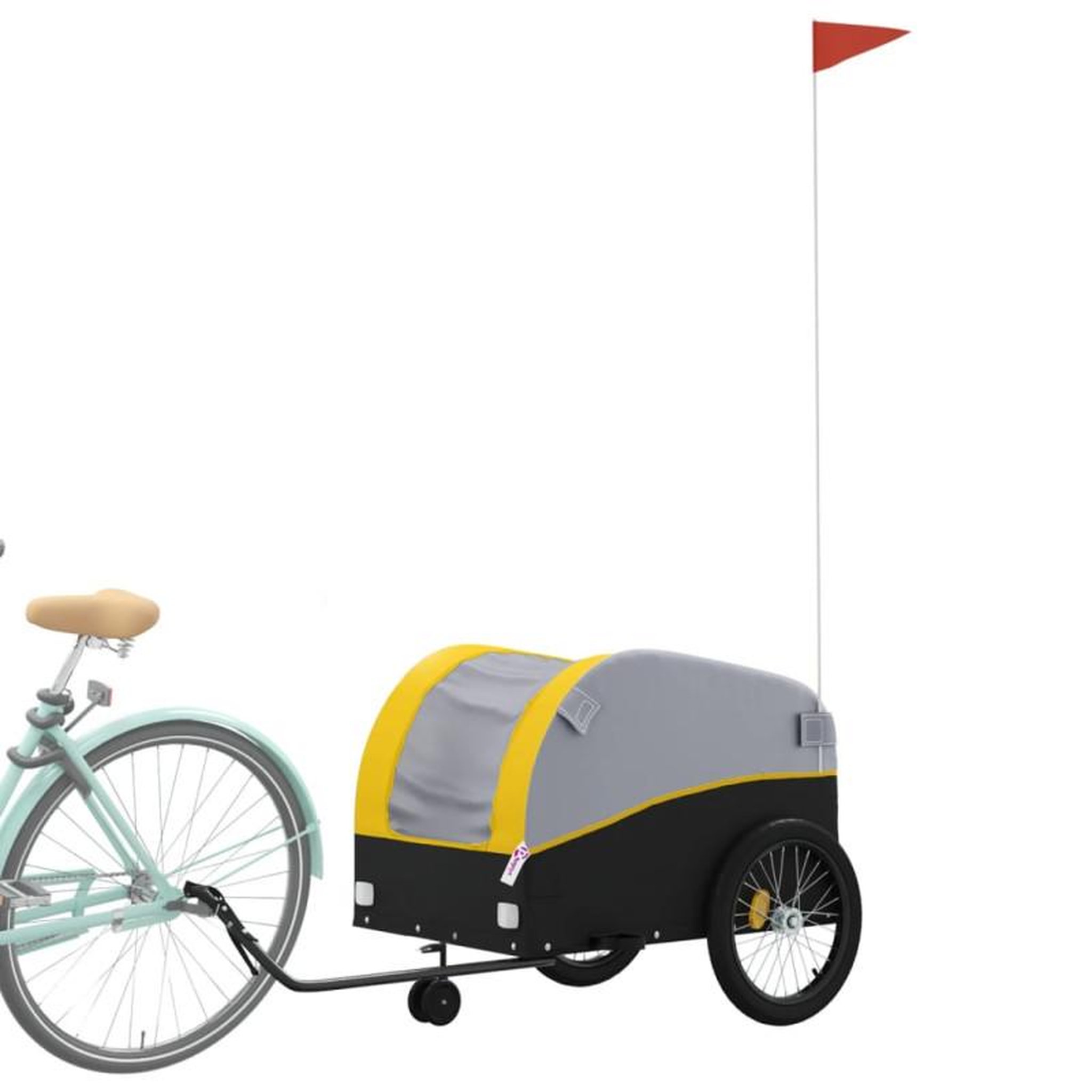 Voir la diapositive 3 : VIDAXL Remorque de vélo noir et jaune 45 kg fer