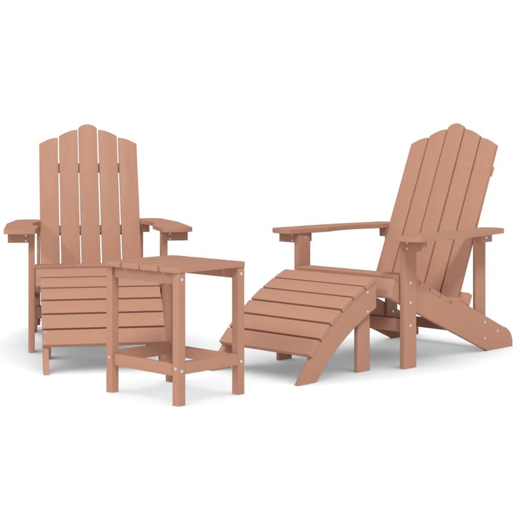 Voir la diapositive 2 : VIDAXL Chaises de jardin Adirondack repose-pied et table PEHD Marron
