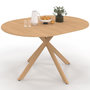 Voir la diapositive 1 : ID MARKET Table à manger extensible ronde ALIX 4-8 personnes pied araignée bois effet hêtre 110-150 cm