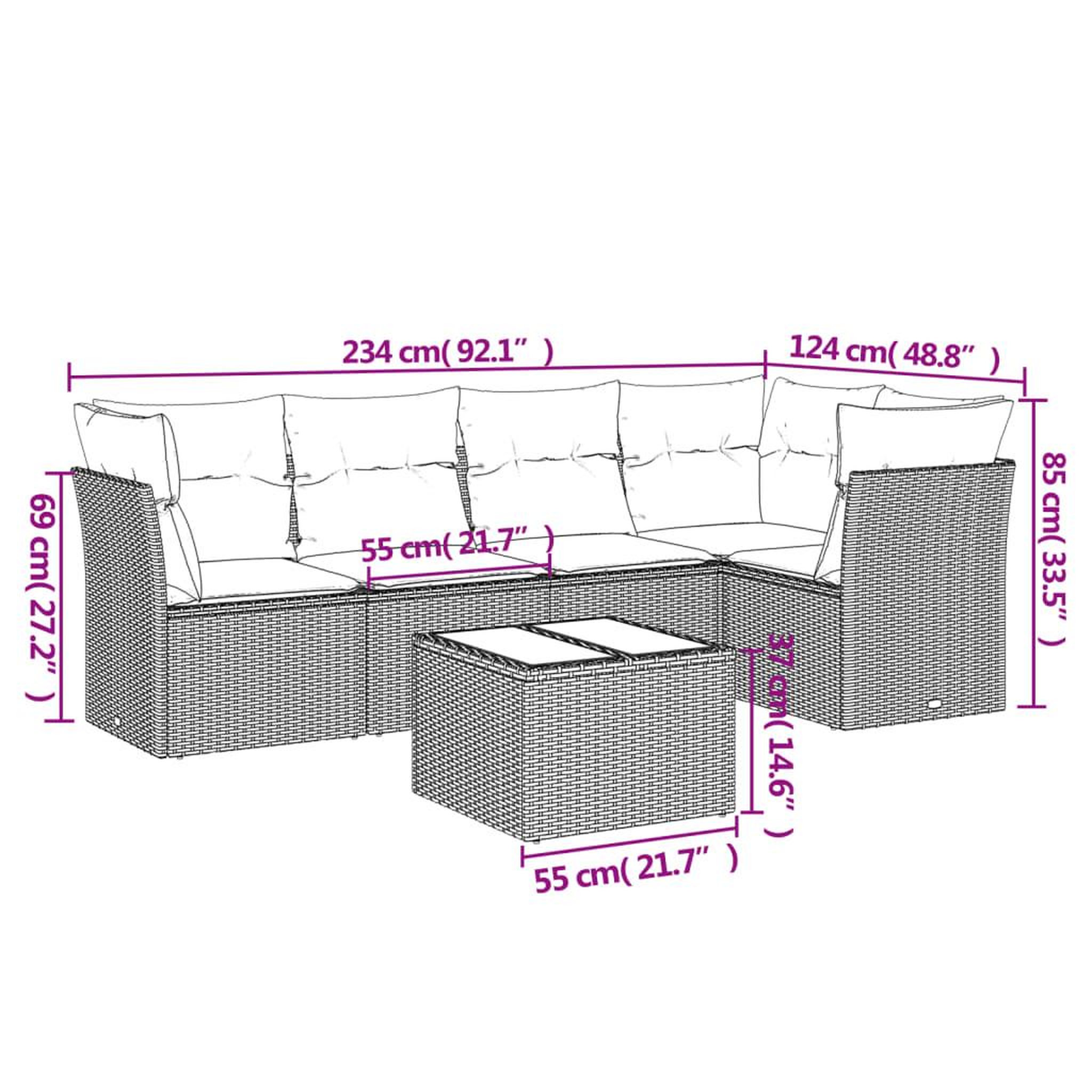 Voir la diapositive 3 : VIDAXL Salon de jardin avec coussins 6 pcs beige resine tressee