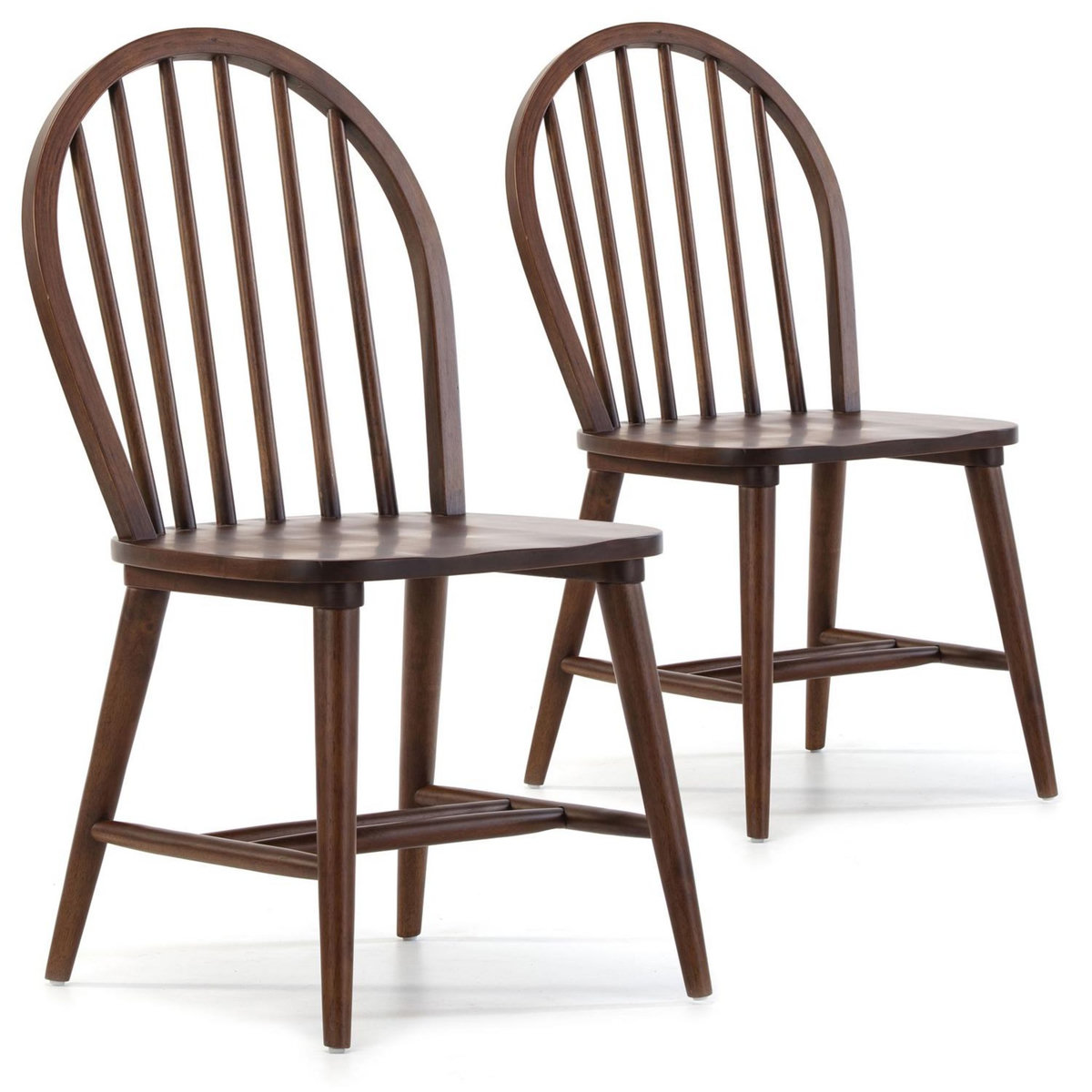 VS VENTA-STOCK Pack 2 chaises Clarck Couleur Noyer, Bois Massif, 48 cm x 48 cm x 92 cm