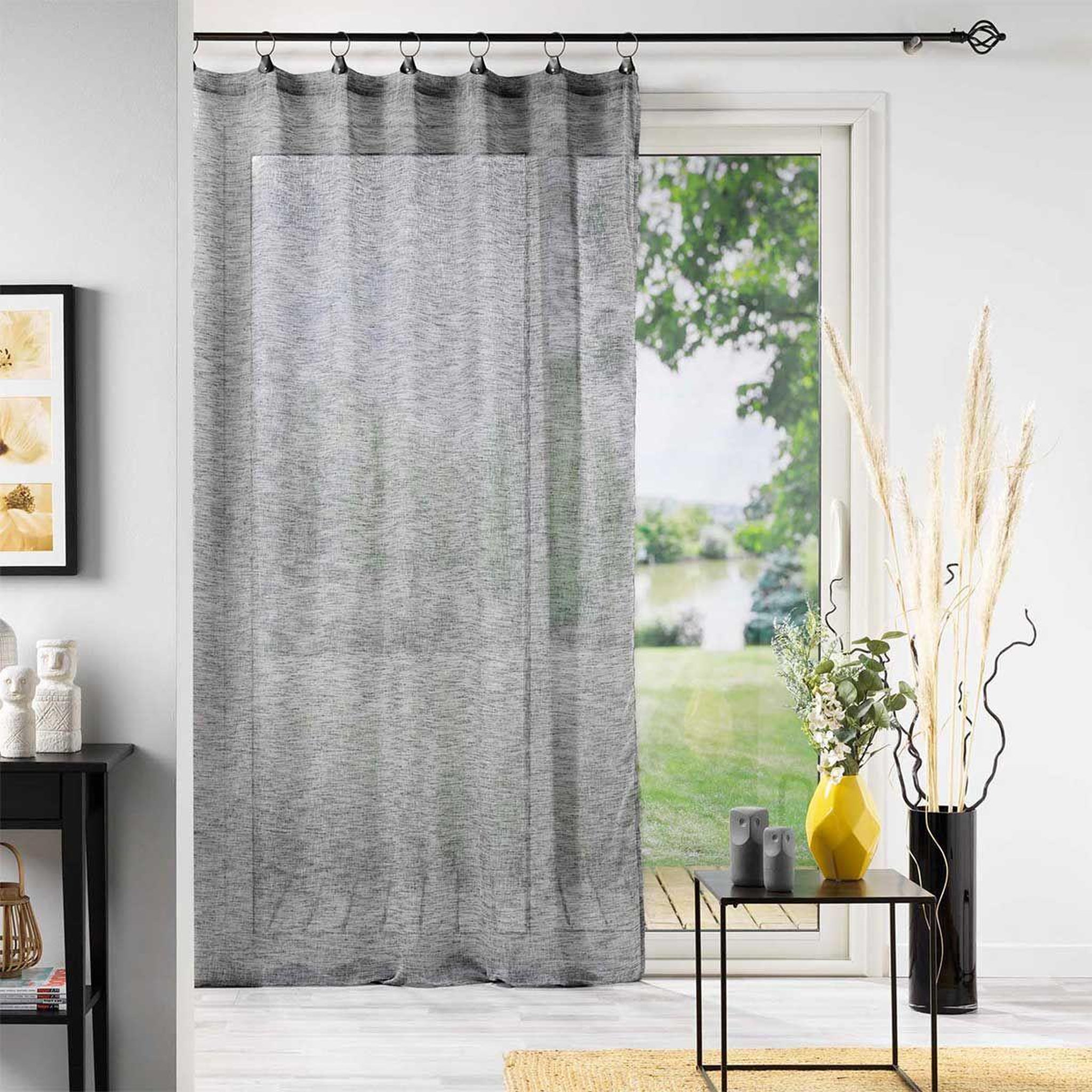 Voir la diapositive 3 : Douceur d'Intérieur Rideau voilage à anneaux  linka  140x240cm anthracite