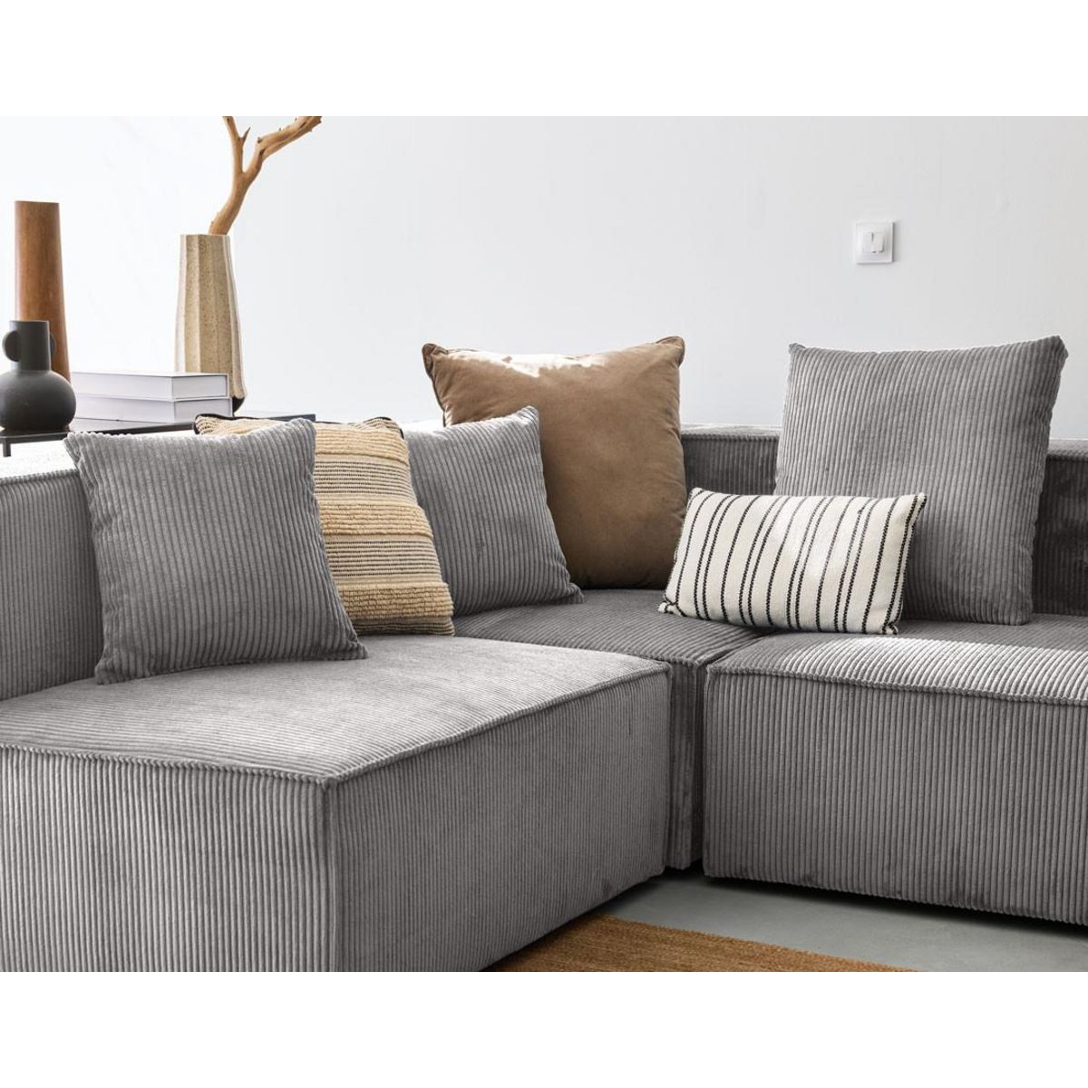 LISA DESIGN Colombine - canapé modulable panoramique - 7 places - en velours côtelé