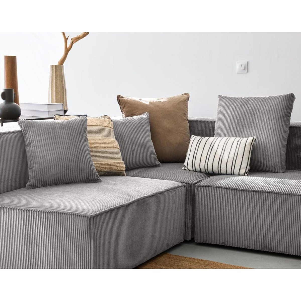LISA DESIGN Colombine - canapé modulable panoramique - 7 places - en velours côtelé