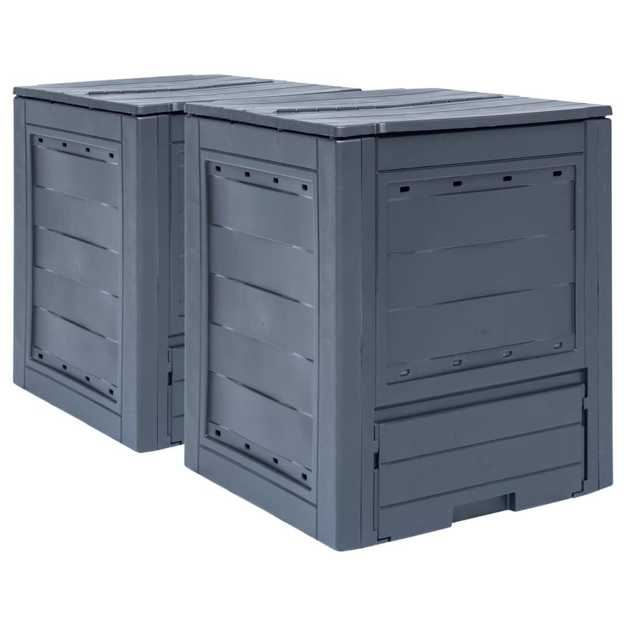 Voir la diapositive 1 : VIDAXL Composteurs de jardin 2 pcs Gris 60x60x73 cm 520 L