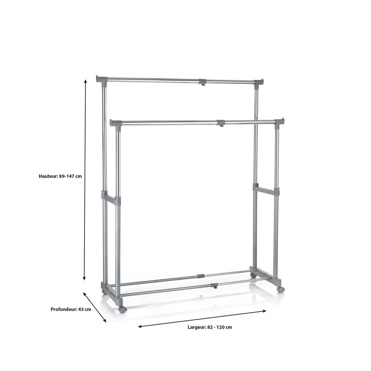 IDIMEX Portant à vêtements CASA, en métal chromé