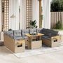 Voir la diapositive 1 : VIDAXL Salon de jardin avec coussins 10 pcs beige resine tressee