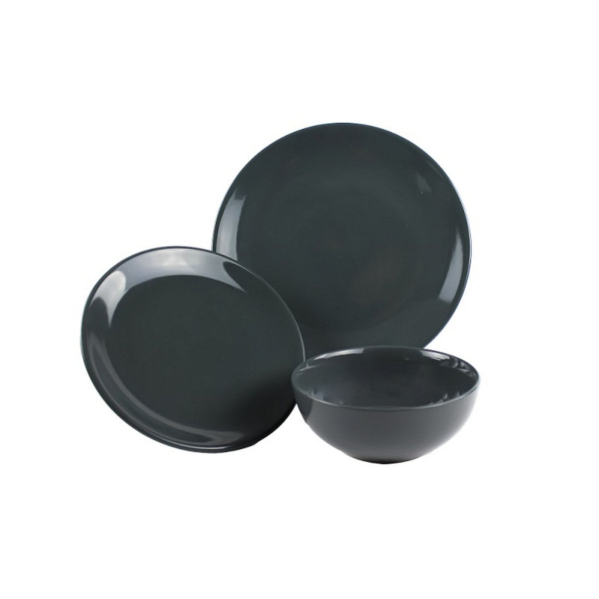 Service 18 pièces faïence gris anthracite 