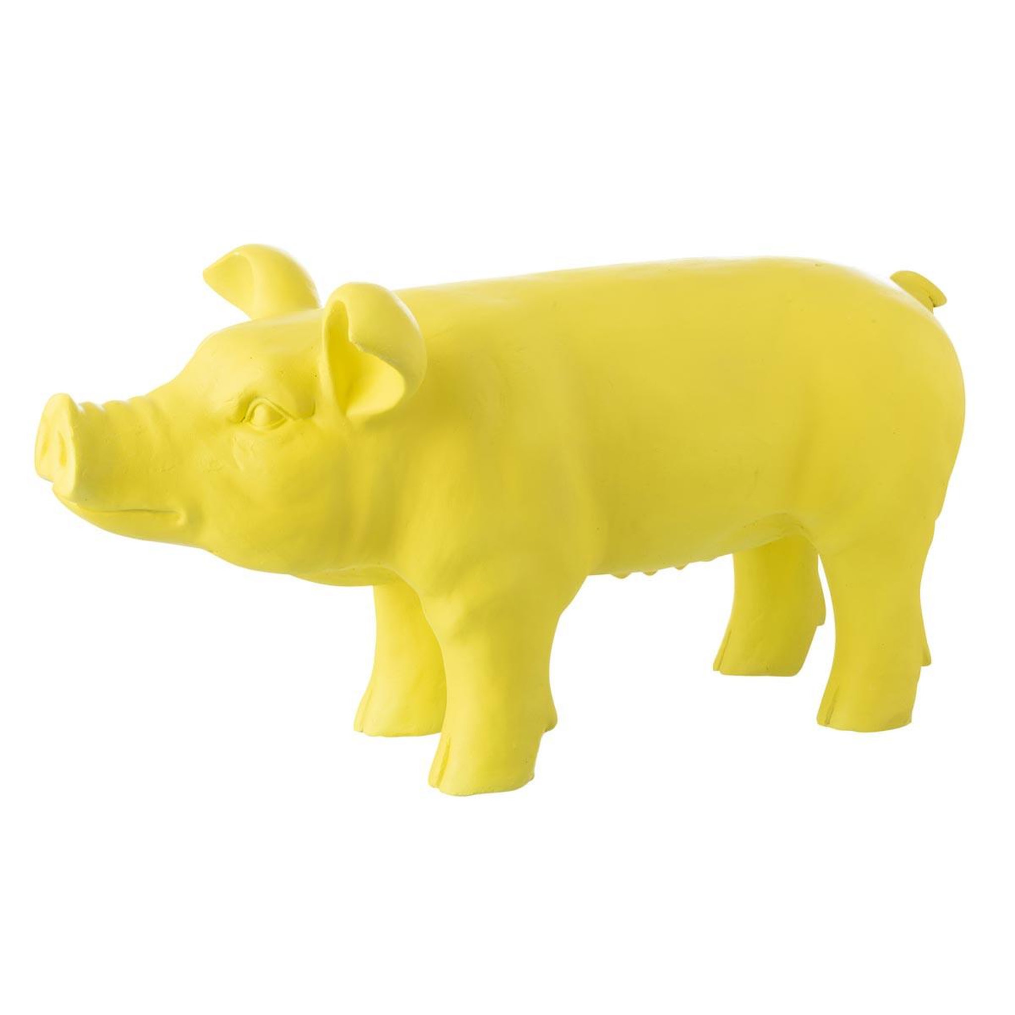 J-LINE Statuette cochon extérieur  alfredo  66cm jaune
