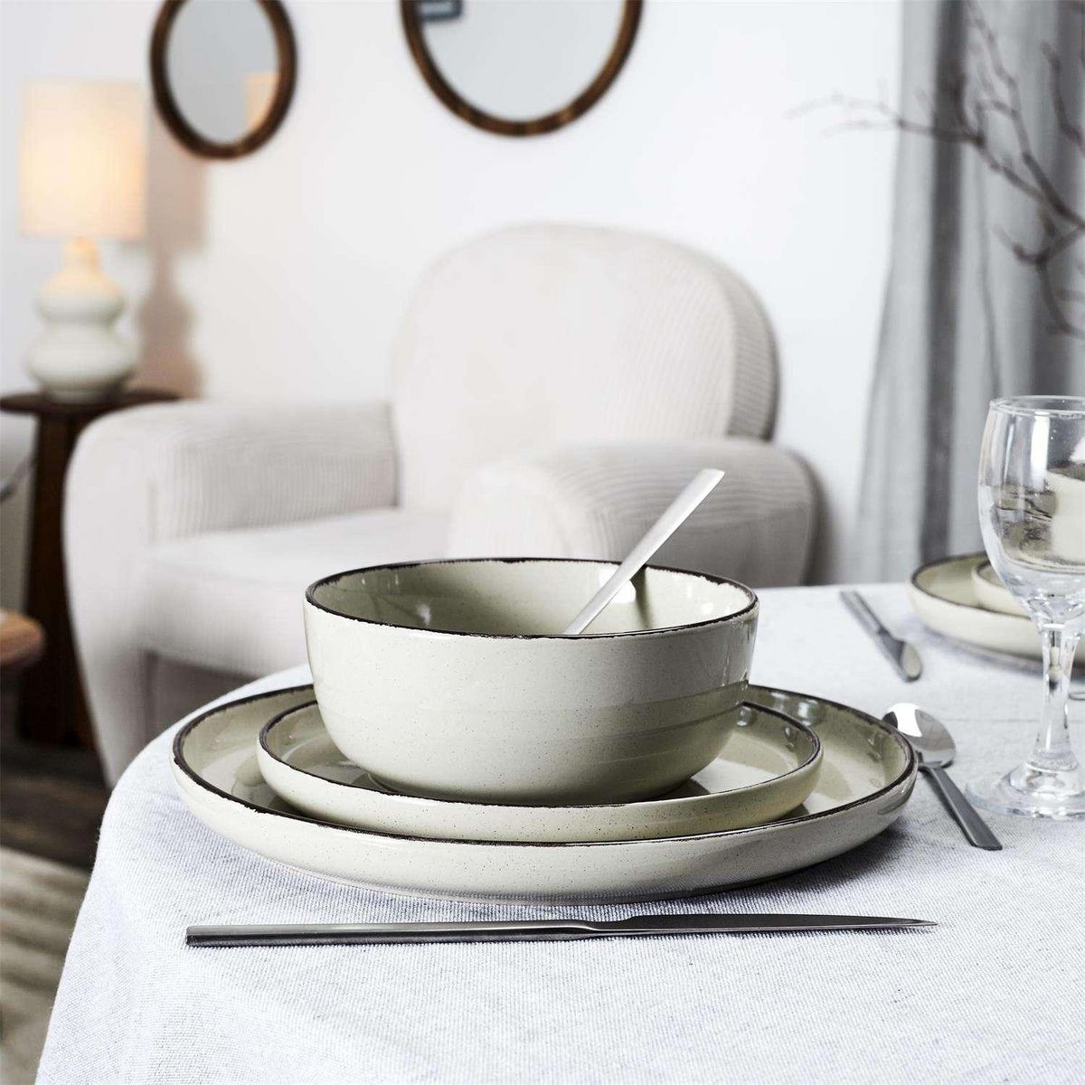 The Home Deco Factory Service vaiselle 12 pièces AU GRES DU TEMPS