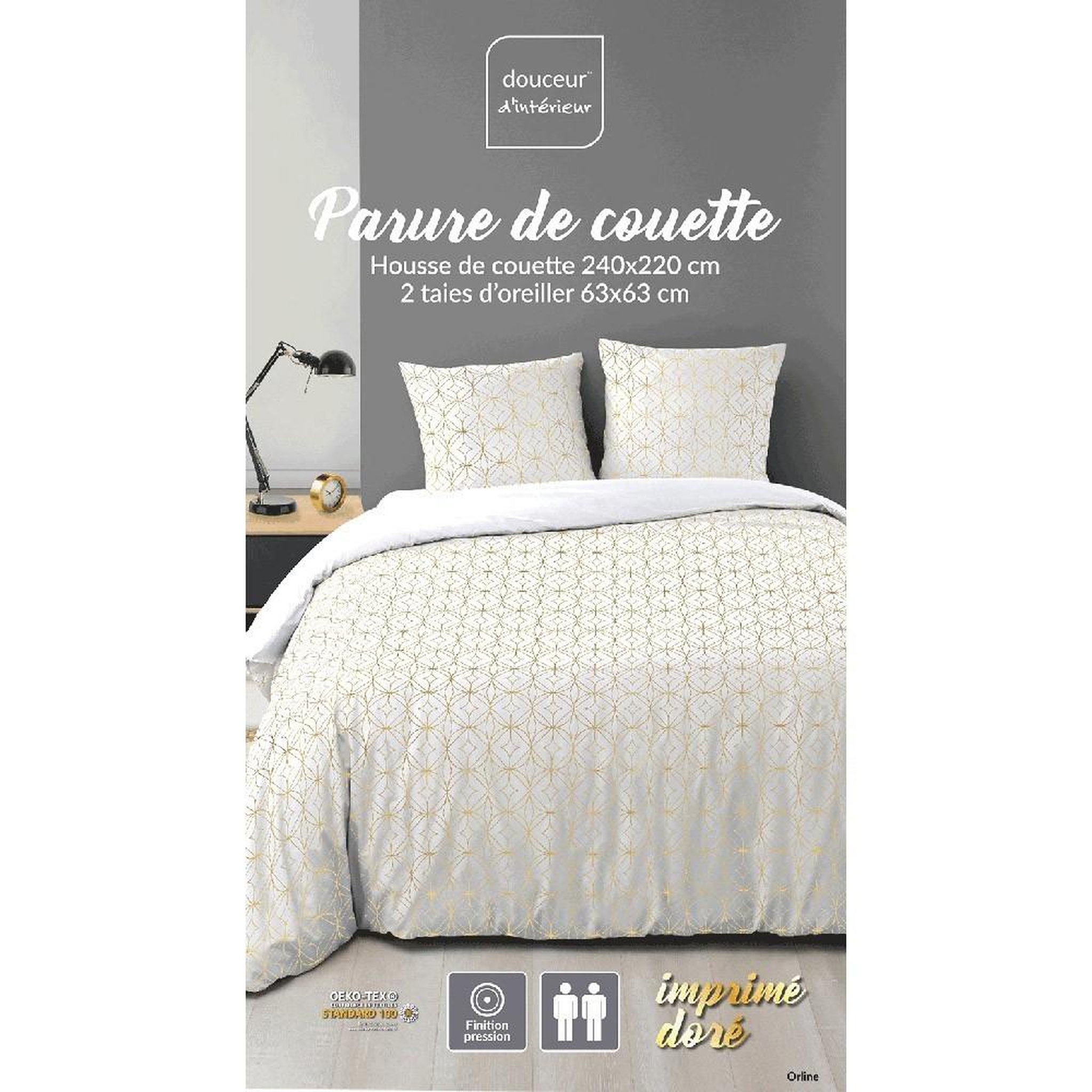 Voir la diapositive 2 : Douceur d'Intérieur Housse de couette 240x220 + 2 taies Orline microfibre