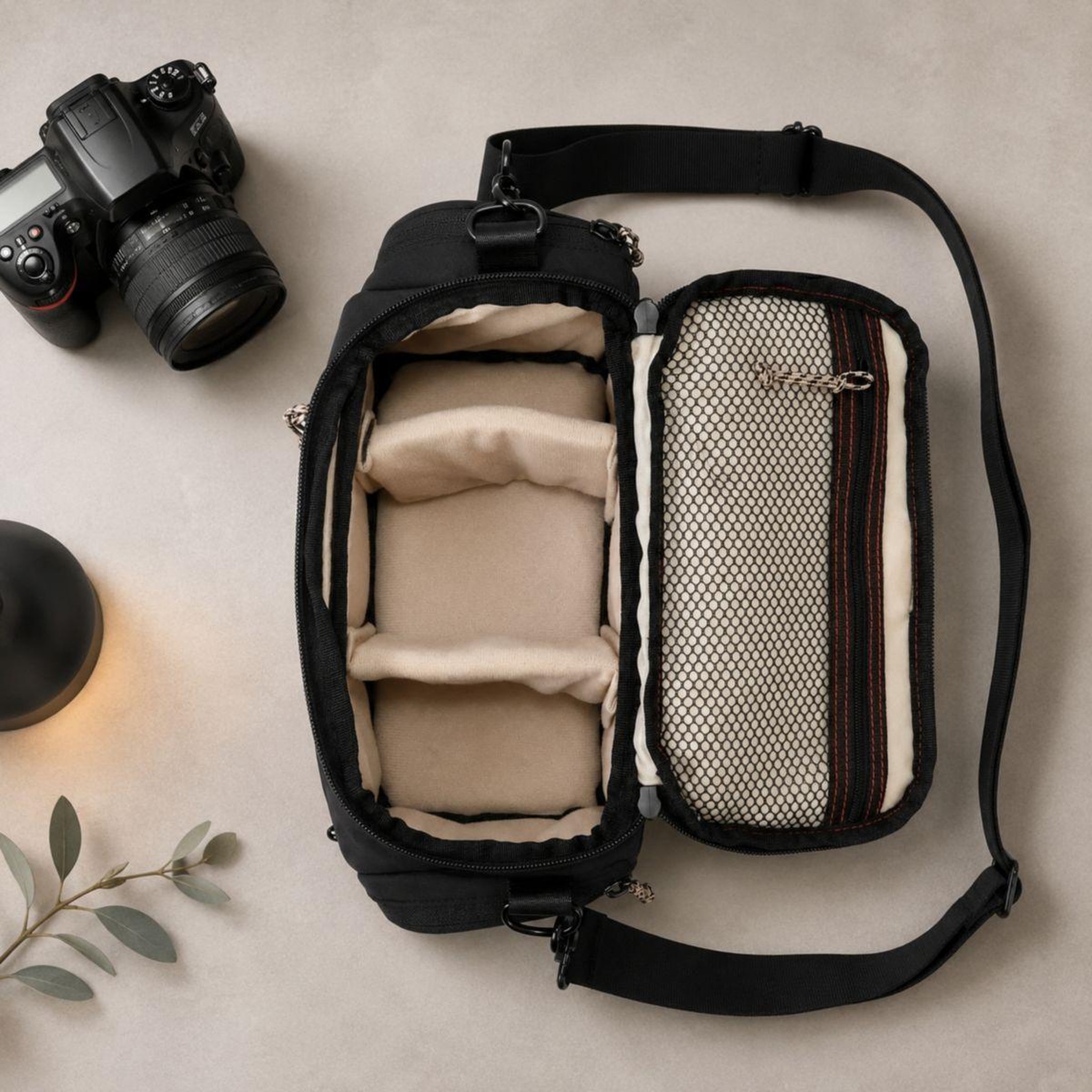 Voir la diapositive 3 : ESSENTIEL B Sacoche eco t22 reflex + 2 objectifs