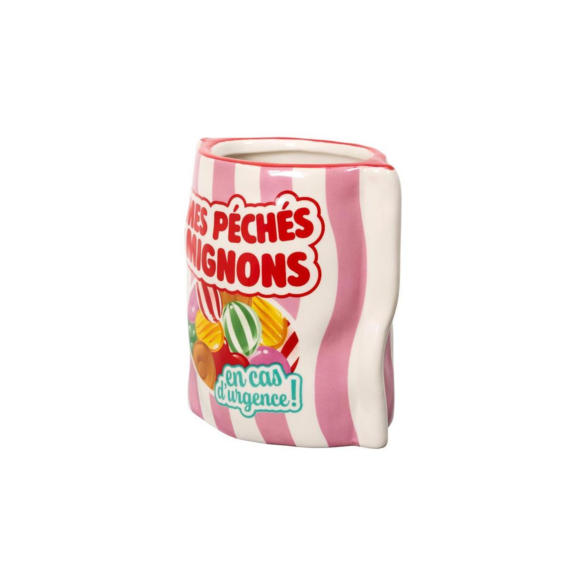 Voir la diapositive 2 : COOK CONCEPT Pot à bonbons en céramique  ludique  12cm multicolore