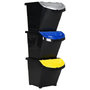 Voir la diapositive 1 : VIDAXL Poubelles empilables avec couvercles 3 pcs noir PP 78 L