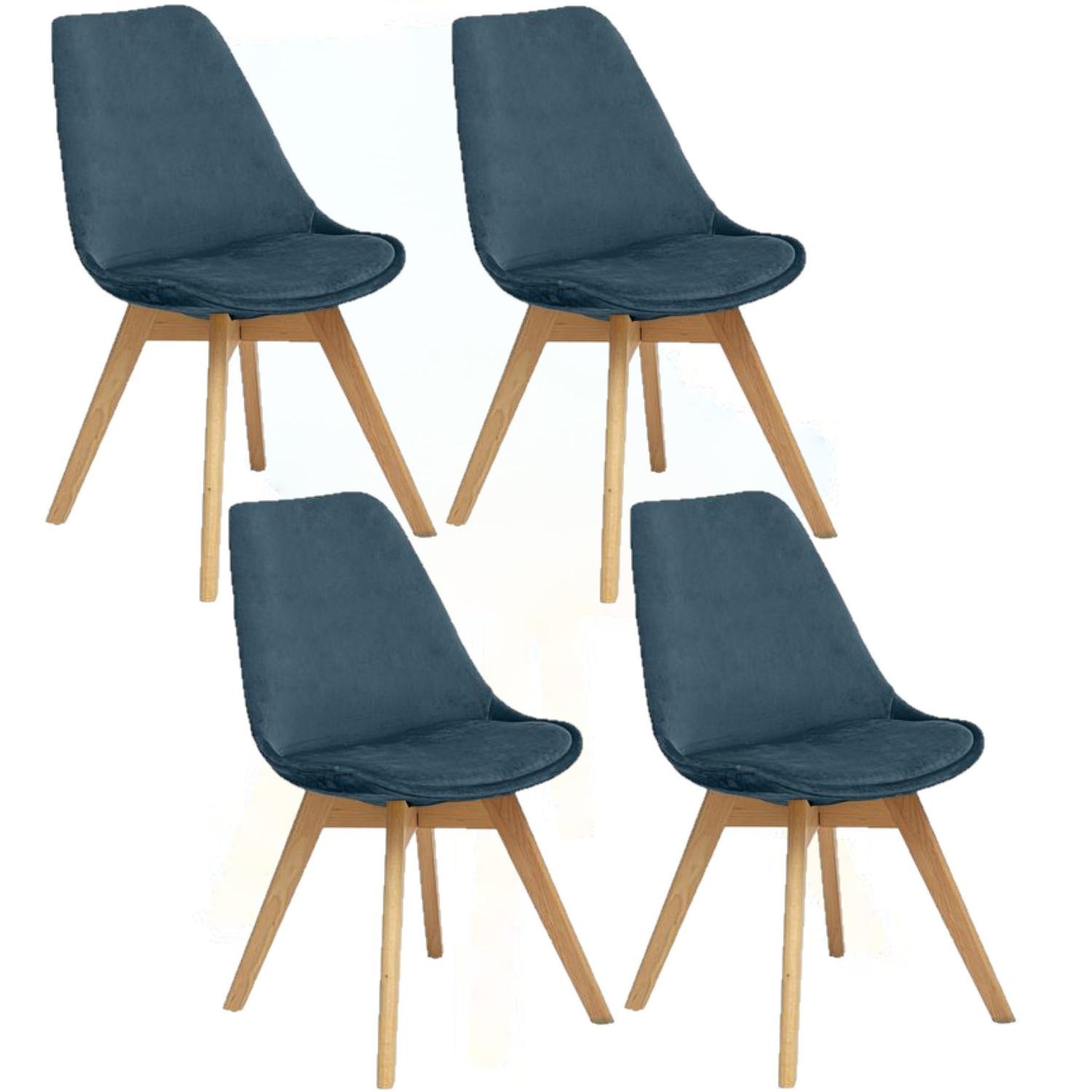 Voir la diapositive 1 : TOILINUX Lot de 4 Chaises effet velours Baya