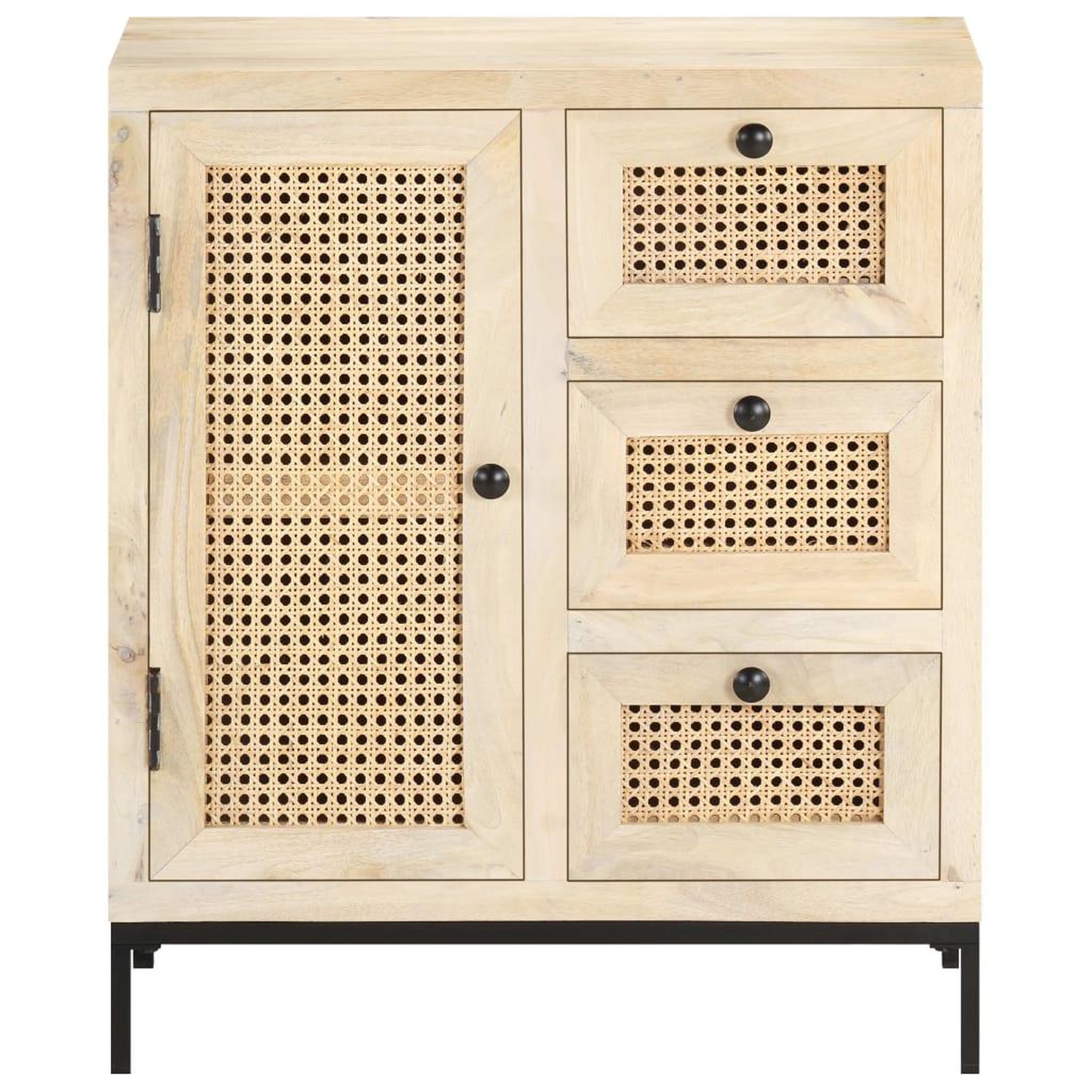 Voir la diapositive 2 : VIDAXL Buffet 60x35x70 cm Bois de manguier massif et canne naturelle