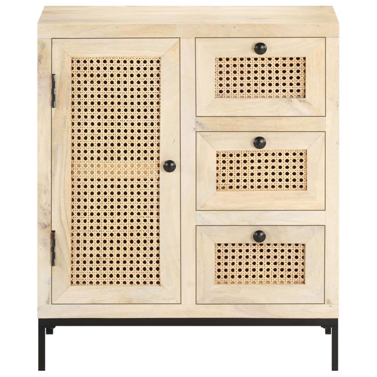 VIDAXL Buffet 60x35x70 cm Bois de manguier massif et canne naturelle