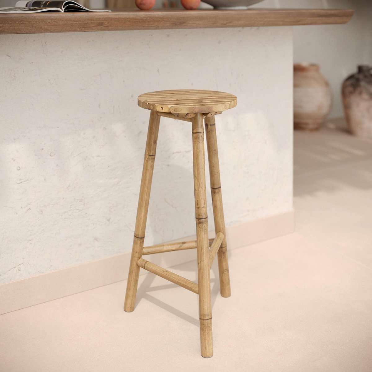 Rendez vous déco Tabouret de bar extérieur en bambou 74 cm-Eli