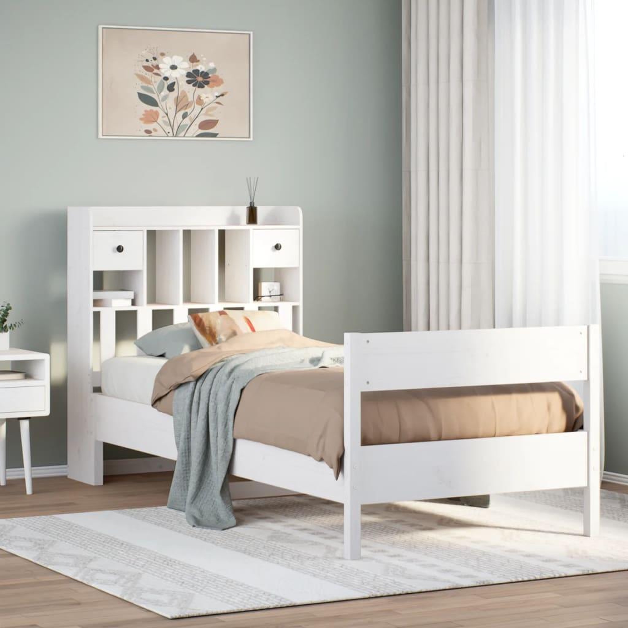 VIDAXL Lit bibliotheque sans matelas blanc 75x190cm bois de pin massif