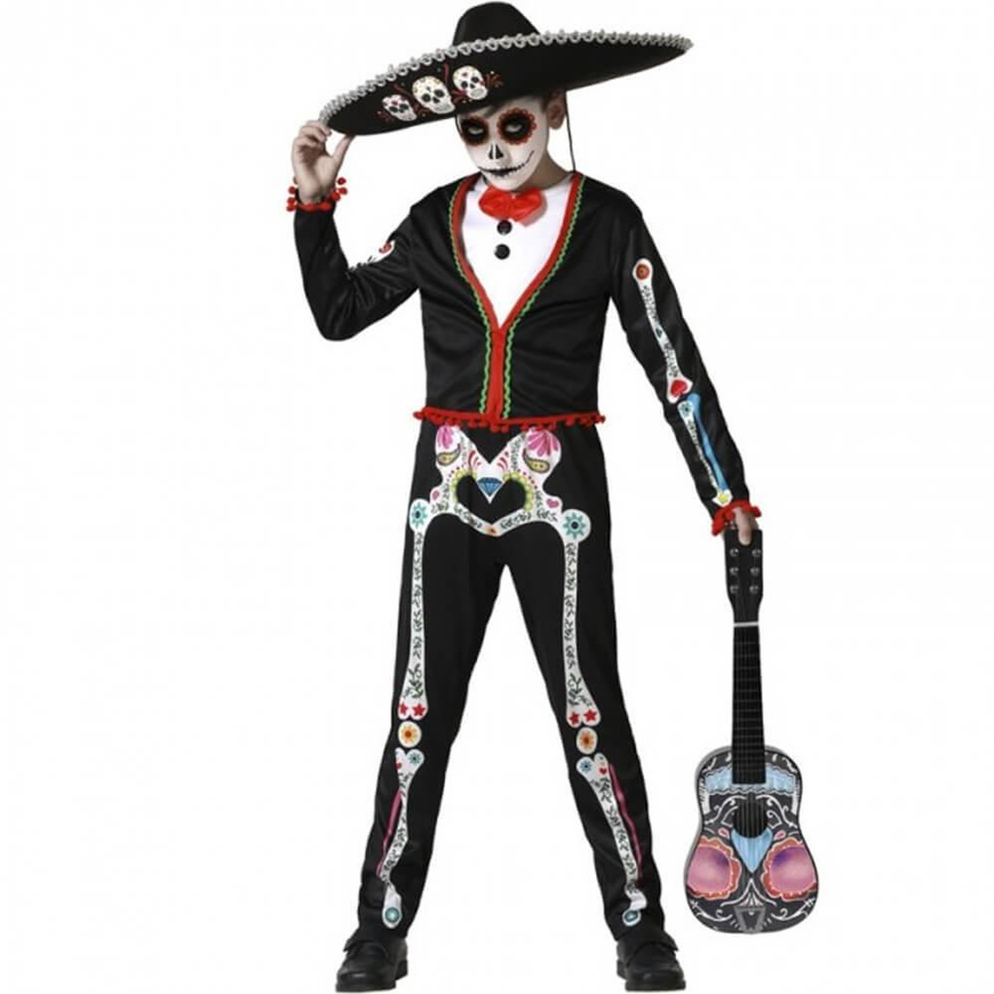 ATOSA Déguisement squelette mariachi mexicain  - Garçon - 7/9 ans (122 à 134 cm)
